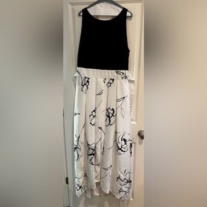 Ralph Lauren Black and White Floral A-Line Skirt